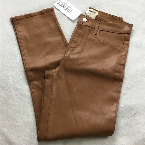 L'AGENCE Margot Java Coated High Rise Skinny Jeans Brown Size 25 - Picture 8 of 12